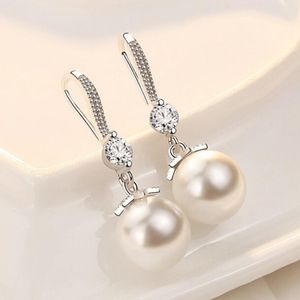 Pearl earrings women silver plated
